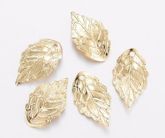 4 stuks Stainless Steel Blad Bedel 18x10mm Goud