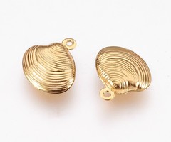 3 stuks Stainless Steel Schelp Bedel 14x13mm Gold Plated