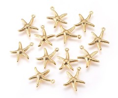 3 pieces Stainless Steel Starfish Charm 17x15mm Gold Plated