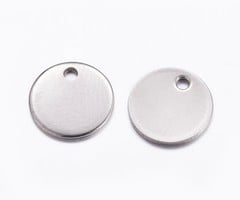 5 pieces Stainless Steel Coin Charm 10mm Silver