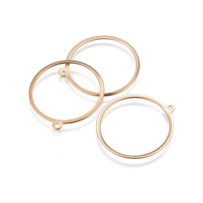5308 Stainless Steel Ring Charm 28x25mm Gold Plated, 4 pieces