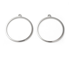 4 stuks Stainless Steel Ring Bedel 28x25mm Zilver
