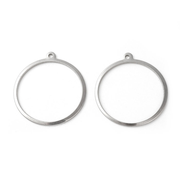 4 pieces Stainless Steel Ring Charm 28x25mm Silver