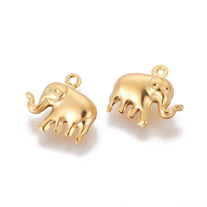 5336 Stainless Steel Olifant Bedel 15mm Gold Plated, 3 stuks