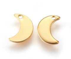 4 pieces Stainless Steel Moon Charm 10x7mm Gold Plated