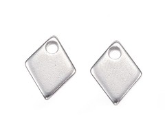 6 pieces Stainless Steel Rhombus Charm 9x7mm Silver