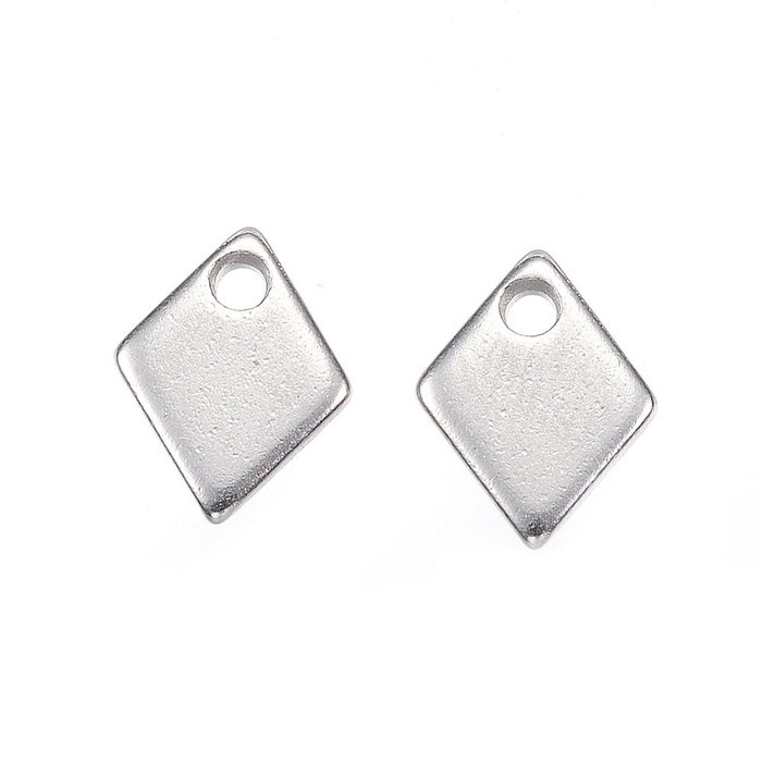 6 pieces Stainless Steel Rhombus Charm 9x7mm Silver