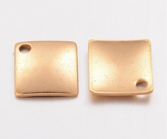 4 pieces Stainless Steel Rhombus Charm 14x14mm Gold Plated