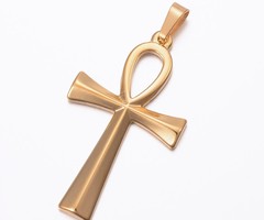 Stainless Steel Ankh Bedel 45x25 Gold Plated