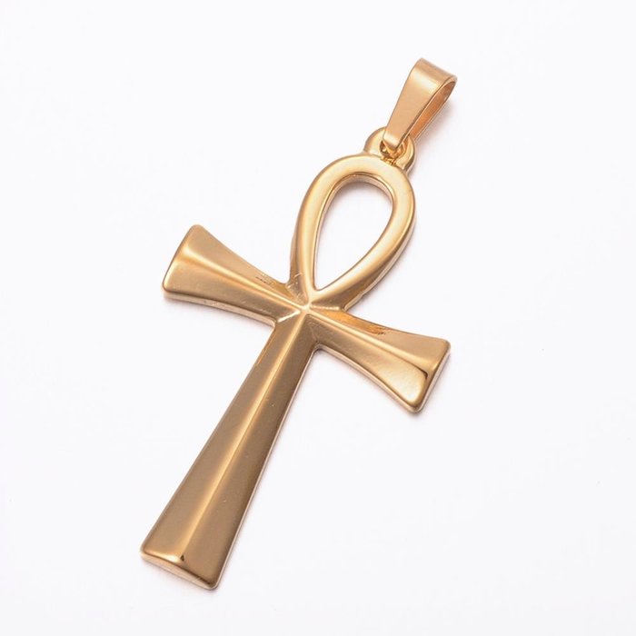 Stainless Steel Ankh Bedel 45x25 Gold Plated