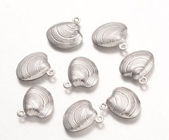 6 stuks Stainless Steel Schelp Bedel 14x14mm Zilver