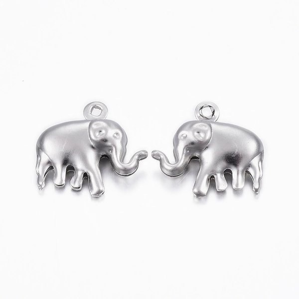 3 pieces Stainless Steel Elephant Charm14x15mm Silver