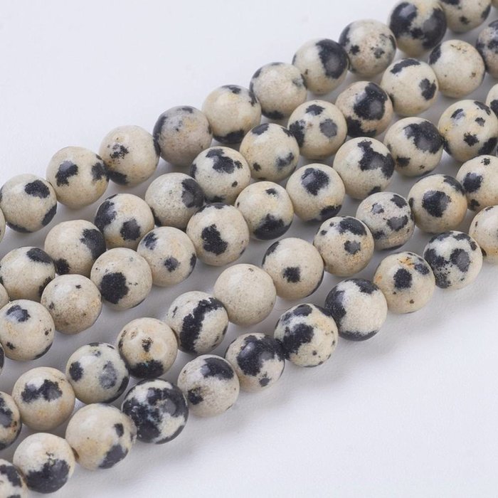 Natural Dalmation Jasper Beads 6mm, strand of 23 pieces