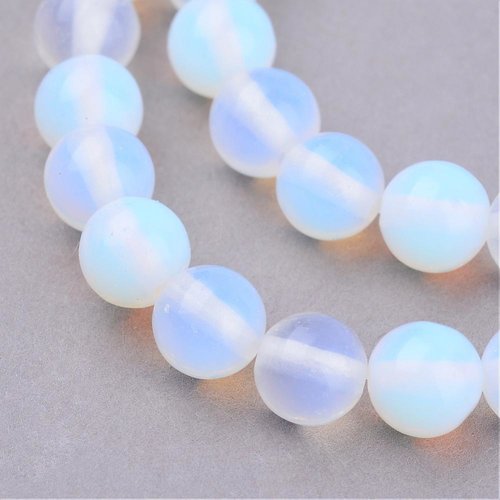 Opalite Beads White 8mm, strand 40 pieces 