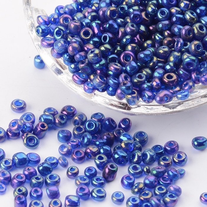 10098* Rocailles Royal Blauw Shine 4mm, 20 gram