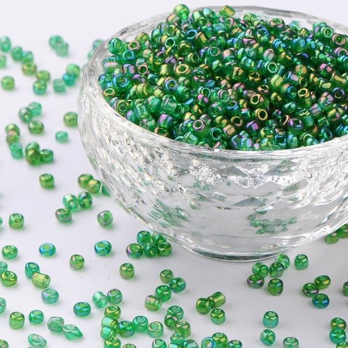 Seed Beads Green Shine 4mm, 20 grams 