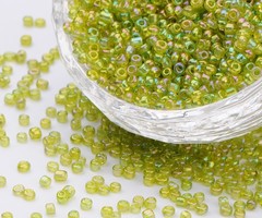 Seed Beads Green Yellow Shine 2mm, 7 grams