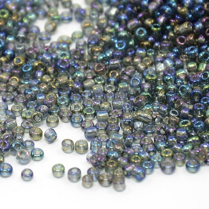 10039* Seed Beads Rainbow Grey Shine 2mm, 7 gram
