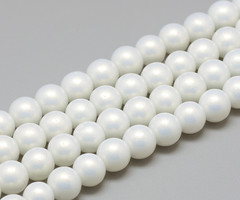 Shiny Glasspearls 8mm White, strand 95 pieces