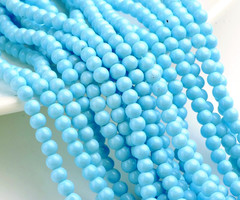 80 stuks Glaskralen 6mm Aqua Blauw