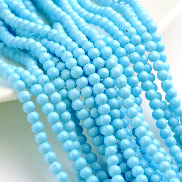 80 stuks Glaskralen 6mm Aqua Blauw