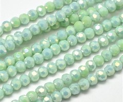 Round Faceted Beads Light Green Shine 4mm, 85 pieces