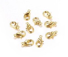 Lobster Clasp 10mm Gold Plated , 10 pieces
