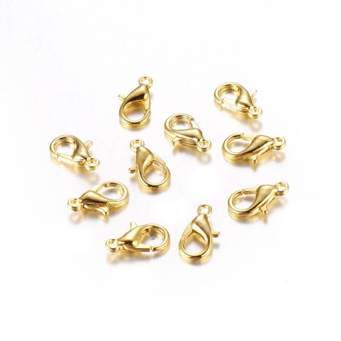 Karabijn Sluiting 10mm Gold Plated, 10 stuks