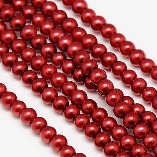Strand 100 pieces Top Quality Glass Pearls 4mm Wine Red 