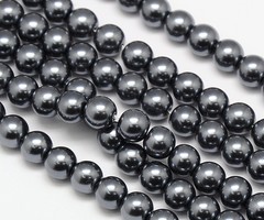 Strand 72 pieces Top Quality Glass Pearls 6mm Anthracite