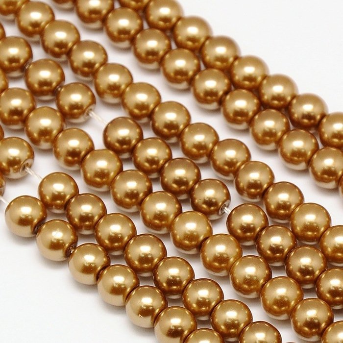 119* Top Quality Glasparels 6mm Goud Bruin, streng 72 stuks