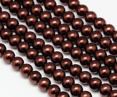 Strand 72 pieces Top Quality Glass Pearls 6mm Dark Brown