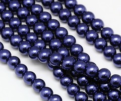 Strand 72 pieces Top Quality Glass Pearls 6mm Midnight Blue