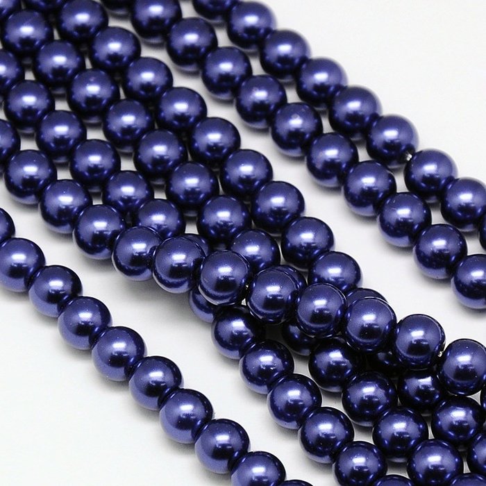 127* Top Quality Glass Pearls 6mm Midnight Blue, strand 72 pieces