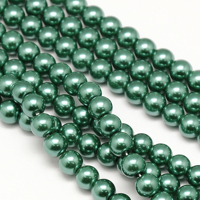 123* Top Quality Glasparels 6mm Donker Groen, streng 72 stuks