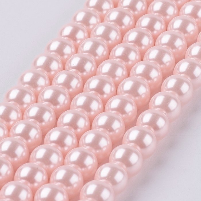 Glasparels 6mm Licht Roze, streng van 130 stuks