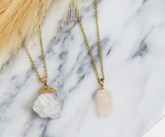 Stainless Steel Necklace with Gemstone Charms