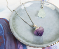 Stainless Steel Necklace with Amethyst Charm