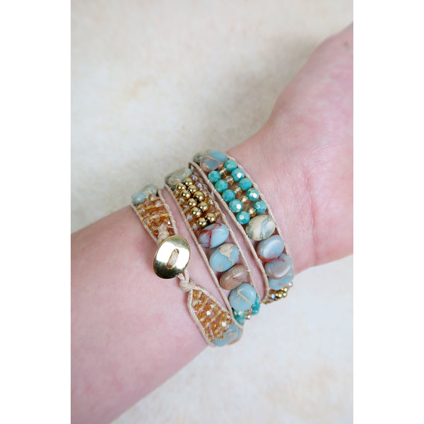 Wrap Bracelet - Mint and Gemstones