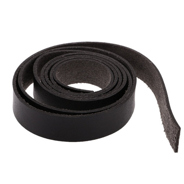 60cm Flat Leather Designer Quality 10mm Black