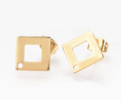 4 pieces Stainless Steel Stud Earring Rhombus 14mm