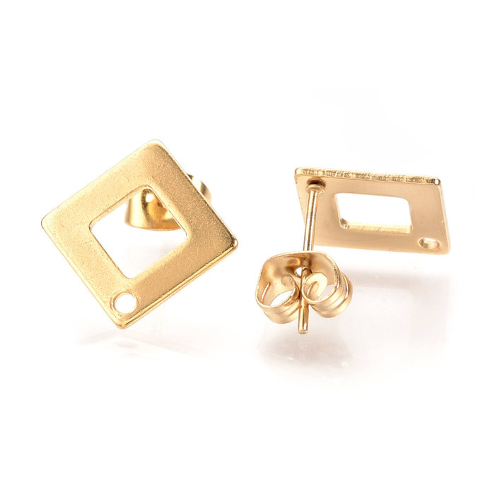 4 pieces Stainless Steel Stud Earring Rhombus Gold Plated 14mm - A27
