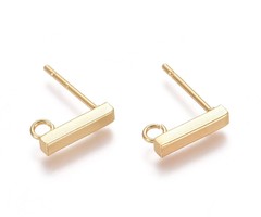 4 stuks Stainless Steel Studs Oorbel Bar Gold Plated 10x2mm
