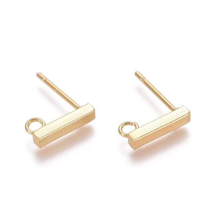 4 stuks Stainless Steel Studs Oorbel Bar Gold Plated 10x2mm - A26