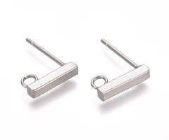 4 stuks Stainless Steel Studs Oorbel Bar Zilver 10x2mm