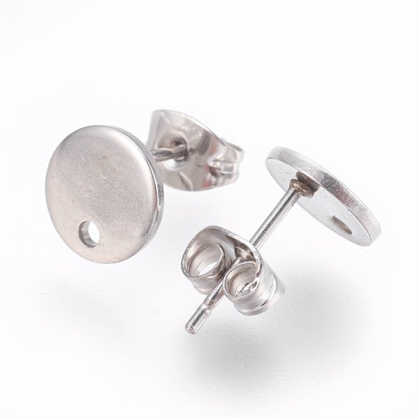 4 pieces Stainless Steel Stud Earring Flat Silver 8mm