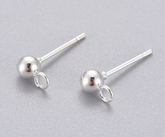 4 pieces Stainless Steel Stud Earring Silver Plated 15x4mm