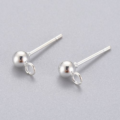 4 pieces Stainless Steel Stud Earring Silver Plated 15x4mm 