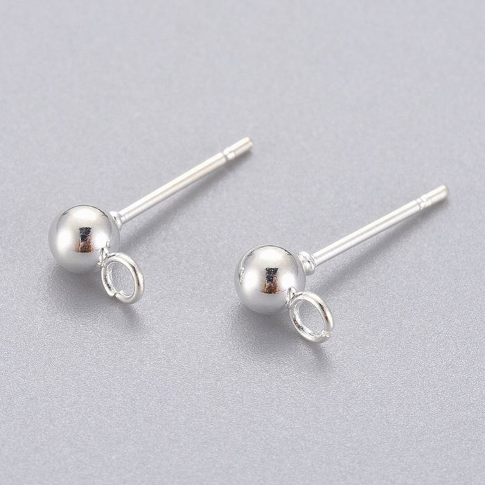 4 pieces Stainless Steel Stud Earring Silver Plated 15x4mm