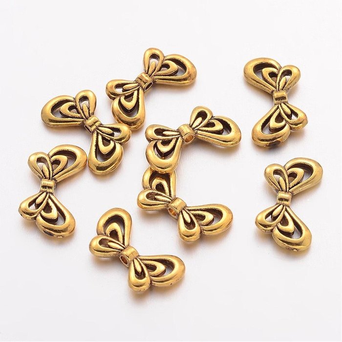 Silver Wing Beads Nickel-Free Gold Plated 17x10mm, 6 pieces